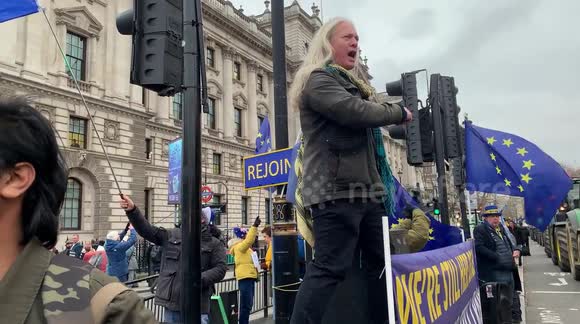 London: Rejoin Activists Stage a Loud Demo During Farmers Protest In Westminster