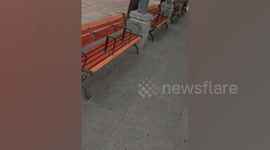 Steel pipes welded to park benches so migrants canot sleep on them removed after outrage