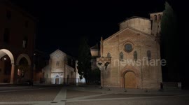The complex of the seven churches of Santo Stefano at night in Bologna.