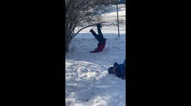 Boy gets caught on a tree branch in Regina, Saskatchewan, Canada