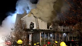Dramatic House fire with Rescue and Burn Victim, Coal Township, Pennsylvania