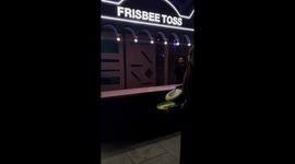 Accidentally throwing a flying saucer while playing