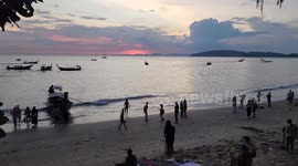 Ao Nang beach had some wonderful sunsets, here is a brief look at one and the beach life