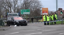 Man arrested after speeding car crashed into pedestrian crossing, seriously injuring two people in Northfield