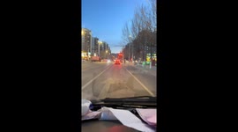 Car unexpectedly hit while waiting at a traffic light in Inner Mongolia, China