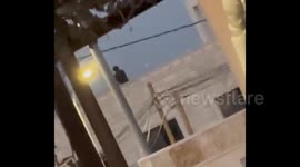 Palestine: A Palestinian Authority security officer is seen climbing onto a roof and firing shots randomly at civilian homes in the Jenin refugee camp