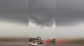 US: Dark Clouds Swirl Over Texas Highway As Storm Brings Hail And Fierce Winds