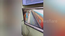 Railway Police Force saves the life of a woman passenger while boarding a runing train in Gaya, Northern India