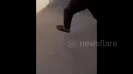 The first moment of the Israeli shelling on a gathering of civilians in Gaza