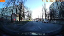 Insane stupid driver crash car in the central part of Europe