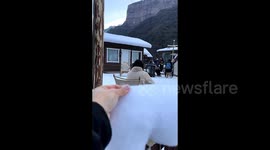 Controversy as tourist hotspot in China uses cotton and white sand to create 'snowy' scenery