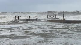 Very rough seas on the coast of Lido di Ostia in Rome.