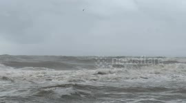 Very rough seas on the coast of Lido di Ostia in Rome.