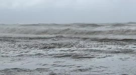 Very rough seas on the coast of Lido di Ostia in Rome.