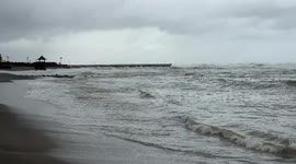 Very rough seas on the Lido di Ostia in Rome.