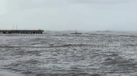 Very rough seas on the Lido di Ostia in Rome.