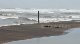 Very rough seas on the Lido di Ostia in Rome.