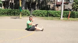 YouTuber knocks cup off his head with a drone