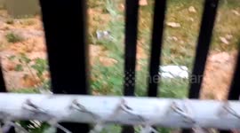 Debris in woman's backyard after house explosion in Canada