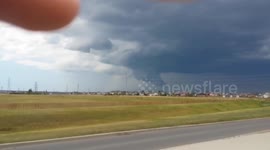 Tornado forming near Lethbridge, Canada