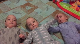 Triplets react hilariously to 'Daddy Monster'