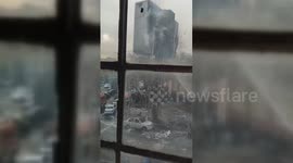 Iran: Iranian Firefighters Battle Billboard Blaze in Tehran