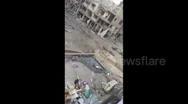 Footage showing Israeli army's automated mechanisms placing explosives at the gates of Kamal Adwan Hospital in northern Gaza