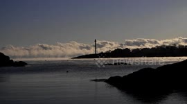 Sea Smoke on Marblehead Harbor as frigid conditions persist in the Northeast