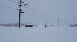 Snow plough train clears tracks in Japan