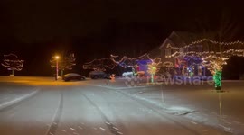 US: Chili, NY Glows with Holiday Spirit as Snowy Night Sets the Scene for Festive Lights