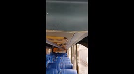 #1 - Leaking Air Conditioner soaks tourist bus passenger seats in Indonesia