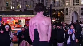 Piccadilly Circus performance artist pulls another 9 hour shift standing in unusual underpants stunt