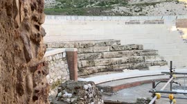 The excavation site of the ancient Roman Theatre, dating back to the first or second century BC, in the historic centre of Ferentino.