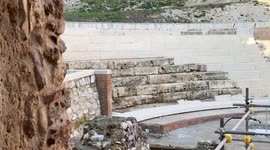 The excavation site of the ancient Roman Theatre, dating back to the first or second century BC, in the historic centre of Ferentino.