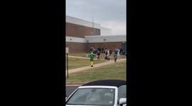 Buddy the Elf picks up daughter at school in Ashburn, Virginia