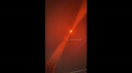 Flare sparks small fire during New Year celebration in Cavite, Philippines