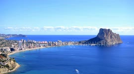 Penon ifach and coastline of calp time lapse from aerial viewpoint