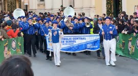 The Catholic Central High School Marching Band from Novi, Michigan, during the traditional New Year’s Day Parade in Rome.