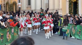 A team of majorettes parades among spectators during the traditional New Year’s Day Parade in Rome.