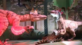 A pair of Velociraptors mark the end of the Christmas period with some rather fetching Christmas hats.