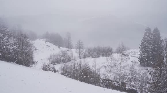 Mystical winter weather with fog in the Black Forest Mountains.