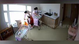 Moment brave nurses hug babies tight during earthquake