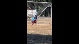 Stick her in goal! Grandmother, 82, plays as keeper in women's football match in Thailand