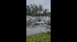 Swell Surging Through Santa Cruz Harbor