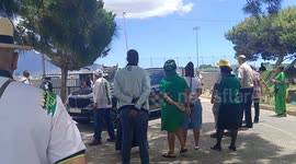 President Cyril Ramaphosa arrives at Vygieskraal Cemetery in Cape Town