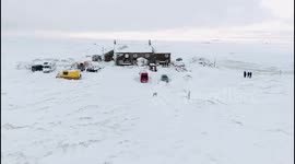 Drone footage shows Britain’s highest pub blanketed in snow