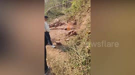 Farmer digging well shocked after hitting natural gas that turns into fire pit