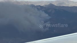 US, Los Angeles: Los Angeles View Of Multiple Wildfire and Smoke On Commercial Flight