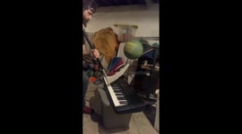 Playing Piano With A Basketball Spinning Scythe Blade