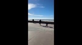 Two Guys Dancing at the beach enjoying the sun and fun!